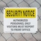 Signmission Visitors Report To Front Office OSHA Security Notice Sign, Plastic, 10in W x 7in L, 2PK OS-2PACK-SN-P-710-L-11676 - alternate 7